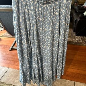Torrid Blue Floral Shirred Tiered Maxi Skirt